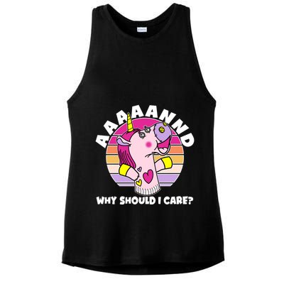 Funny Unicorn Puppet Aaaaand Why Should I Care Ladies PosiCharge Tri-Blend Wicking Tank