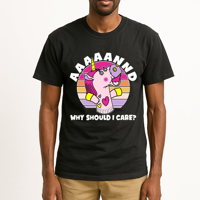 Funny Unicorn Puppet Aaaaand Why Should I Care Tall T-Shirt
