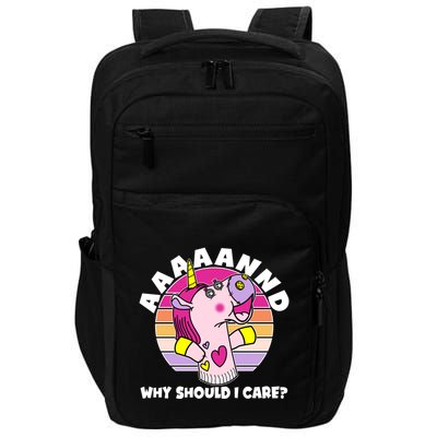 Funny Unicorn Puppet Aaaaand Why Should I Care Impact Tech Backpack