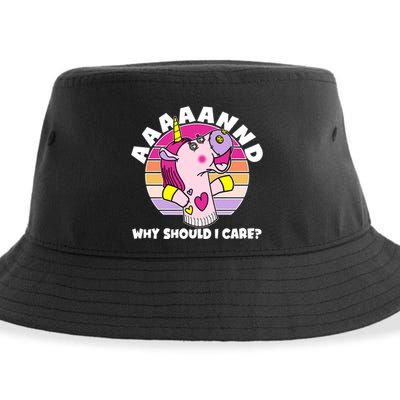 Funny Unicorn Puppet Aaaaand Why Should I Care Sustainable Bucket Hat