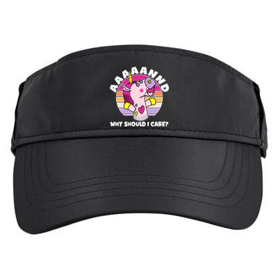 Funny Unicorn Puppet Aaaaand Why Should I Care Adult Drive Performance Visor