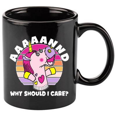 Funny Unicorn Puppet Aaaaand Why Should I Care 11oz C Handle Ceramic Mug