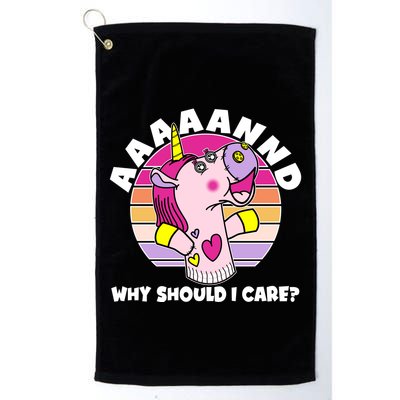 Funny Unicorn Puppet Aaaaand Why Should I Care Golf Towel
