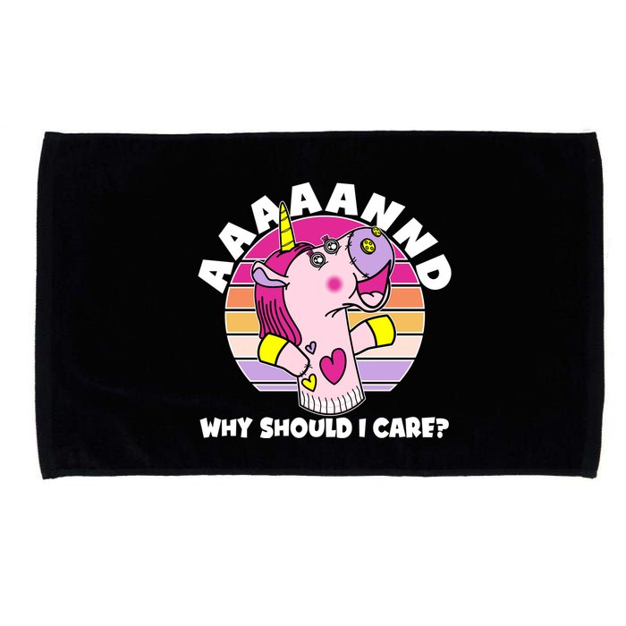 Funny Unicorn Puppet Aaaaand Why Should I Care Microfiber Hand Towel