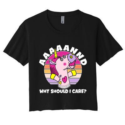 Funny Unicorn Puppet Aaaaand Why Should I Care Crop Top