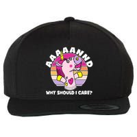 Funny Unicorn Puppet Aaaaand Why Should I Care Wool Snapback Cap