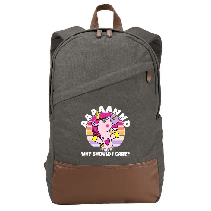 Funny Unicorn Puppet Aaaaand Why Should I Care Cotton Canvas Backpack