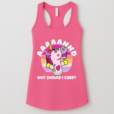 Funny Unicorn Puppet Aaaaand Why Should I Care Womens Tank Top