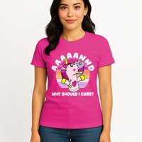 Funny Unicorn Puppet Aaaaand Why Should I Care Womens T-Shirt