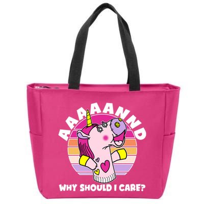 Funny Unicorn Puppet Aaaaand Why Should I Care Zip Tote Bag