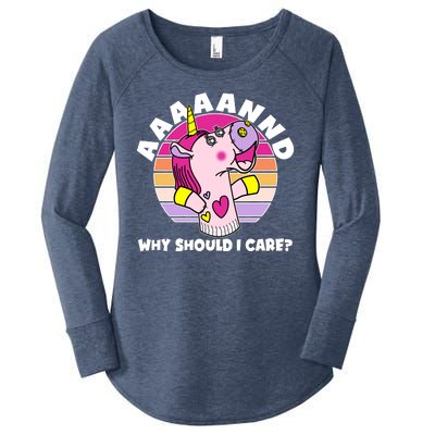 Funny Unicorn Puppet Aaaaand Why Should I Care Women's Perfect Tri Tunic Long Sleeve Shirt