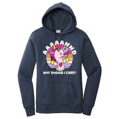 Funny Unicorn Puppet Aaaaand Why Should I Care Women's Pullover Hoodie