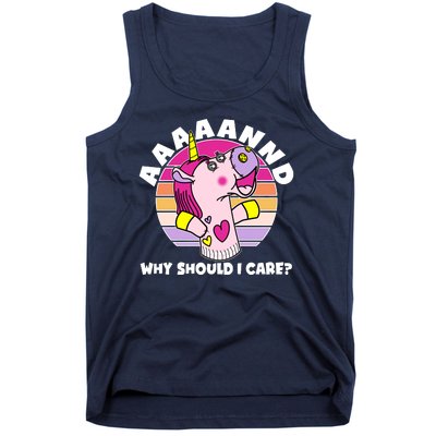 Funny Unicorn Puppet Aaaaand Why Should I Care Tank Top