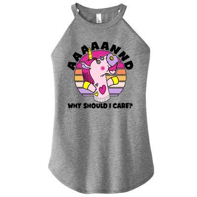 Funny Unicorn Puppet Aaaaand Why Should I Care Women's Perfect Tri Rocker Tank