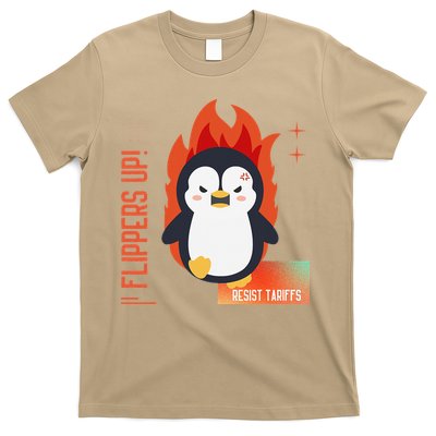Flippers Up Penguin Protest Resist Tariffs T-Shirt