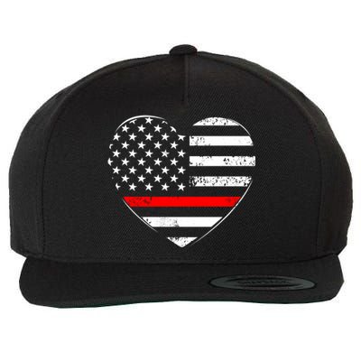 Firefighter Usa Patriotic American Flag Funny Heart Fire Gift Wool Snapback Cap