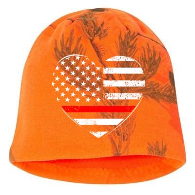 Firefighter Usa Patriotic American Flag Funny Heart Fire Gift Kati - Camo Knit Beanie