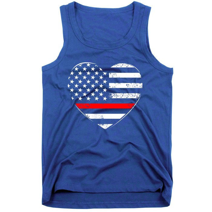 Firefighter Usa Patriotic American Flag Funny Heart Fire Gift Tank Top