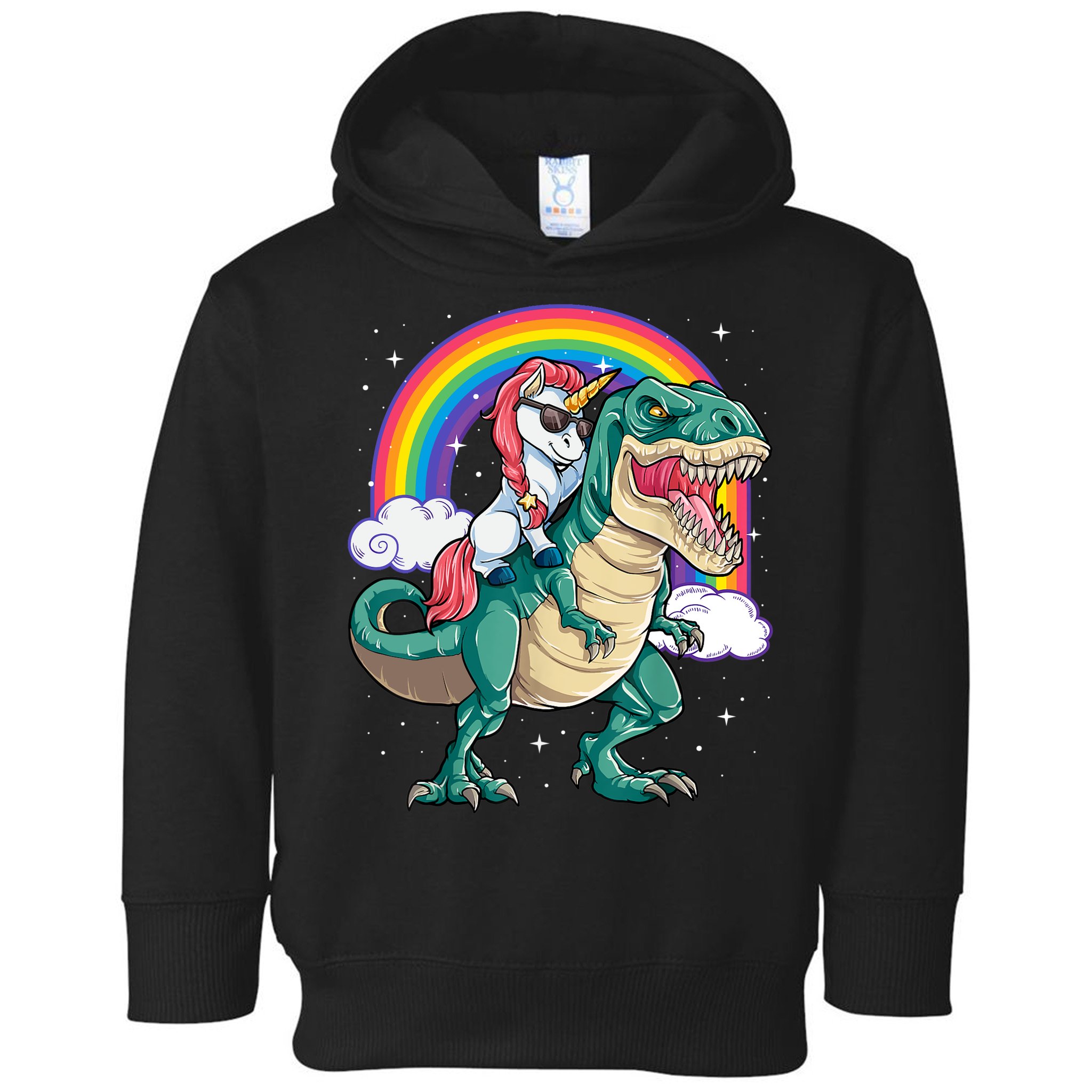 Funny Unicorn Riding T Rex Dinosaur Gift For Boys Girls Men Women Rainbow Gift Toddler Hoodie