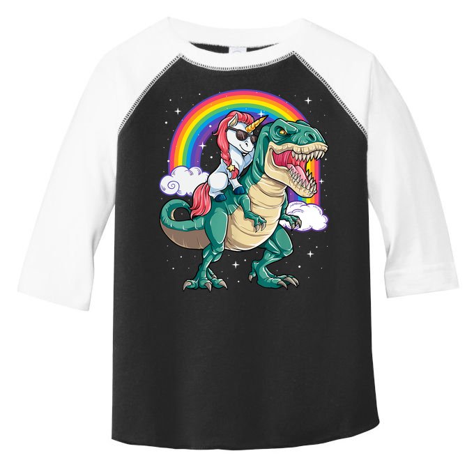 Funny Unicorn Riding T Rex Dinosaur Gift For Boys Girls Men Women Rainbow Gift Toddler Fine Jersey T-Shirt