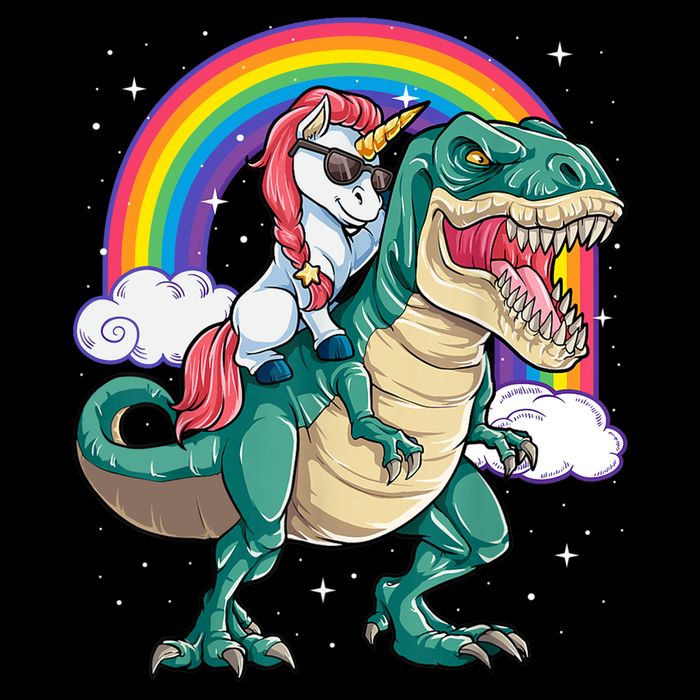 Funny Unicorn Riding T Rex Dinosaur Gift For Boys Girls Men Women Rainbow Gift Toddler T-Shirt