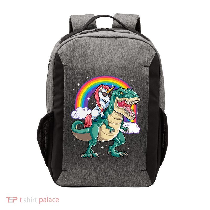 Funny Unicorn Riding T Rex Dinosaur Gift For Boys Girls Men Women Rainbow Gift Vector Backpack