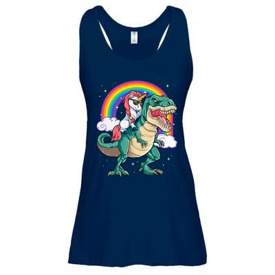 Funny Unicorn Riding T Rex Dinosaur Gift For Boys Girls Men Women Rainbow Gift Ladies Essential Flowy Tank