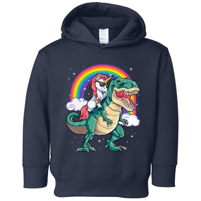 Funny Unicorn Riding T Rex Dinosaur Gift For Boys Girls Men Women Rainbow Gift Toddler Hoodie