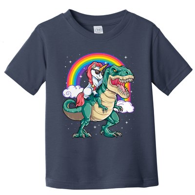 Funny Unicorn Riding T Rex Dinosaur Gift For Boys Girls Men Women Rainbow Gift Toddler T-Shirt