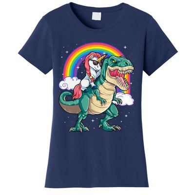 Funny Unicorn Riding T Rex Dinosaur Gift For Boys Girls Men Women Rainbow Gift Women's T-Shirt