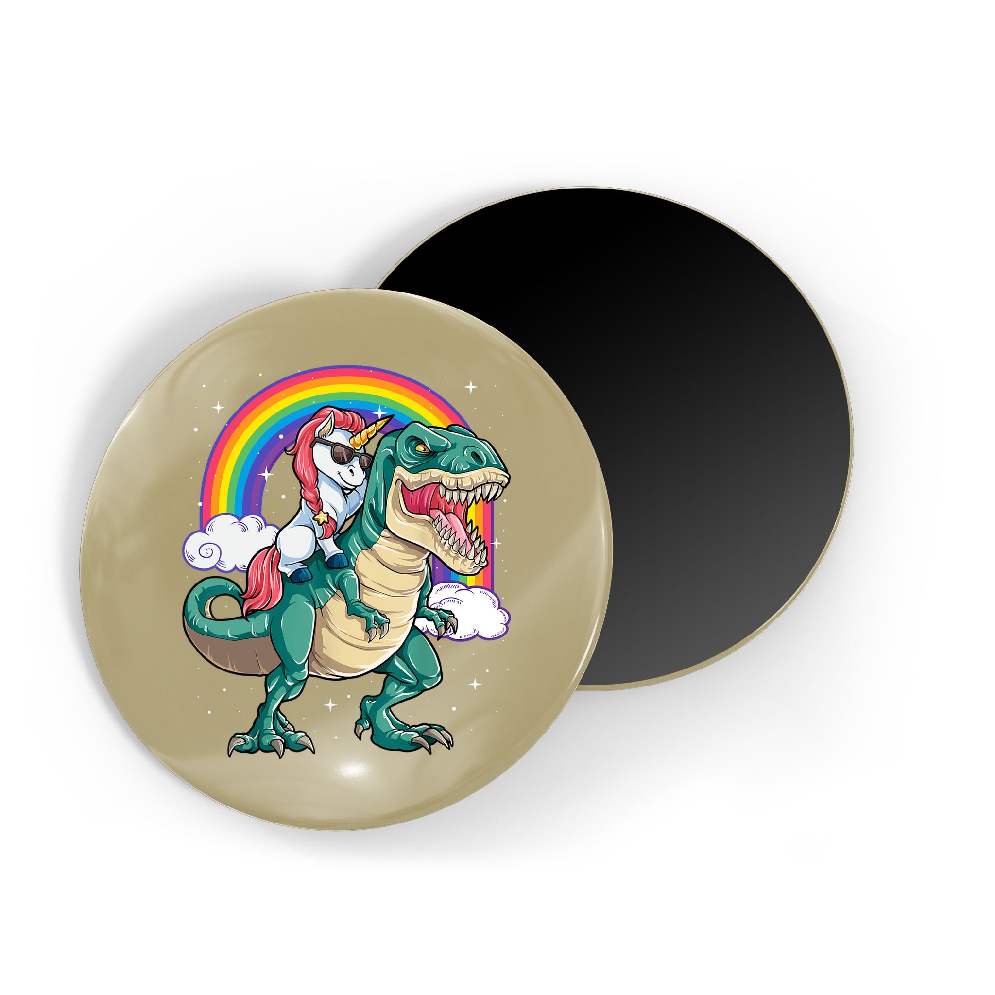 Funny Unicorn Riding T Rex Dinosaur Gift For Boys Girls Men Women Rainbow Gift Magnet