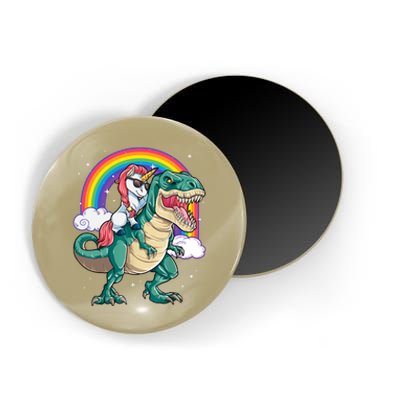 Funny Unicorn Riding T Rex Dinosaur Gift For Boys Girls Men Women Rainbow Gift Magnet