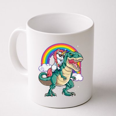 Funny Unicorn Riding T Rex Dinosaur Gift For Boys Girls Men Women Rainbow Gift Coffee Mug