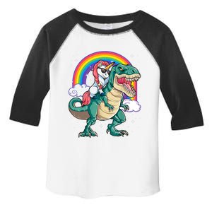 Funny Unicorn Riding T Rex Dinosaur Gift For Boys Girls Men Women Rainbow Gift Toddler Fine Jersey T-Shirt