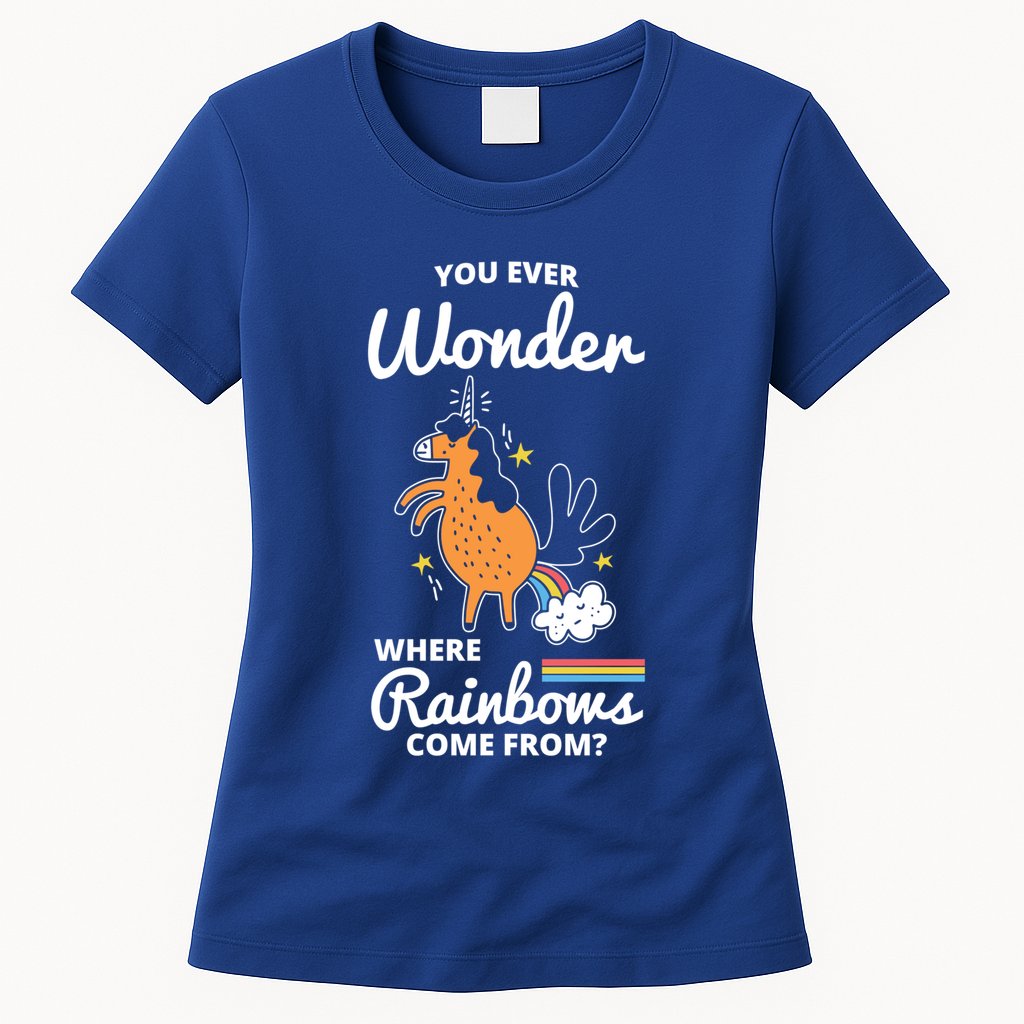 Fun Unicorn Rainbow Fart Poop Where Rainbows From Joke Gift Great Gift Womens T-Shirt