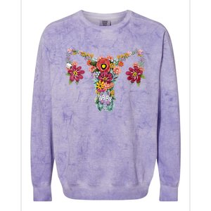 Floral Uterus Rights Feminist Colorblast Crewneck Sweatshirt