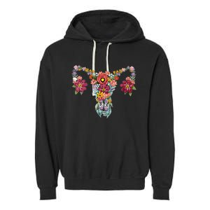 Floral Uterus Rights Feminist Garment-Dyed Fleece Hoodie