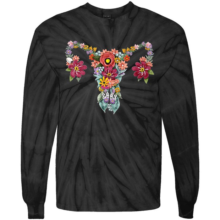 Floral Uterus Rights Feminist Tie-Dye Long Sleeve Shirt