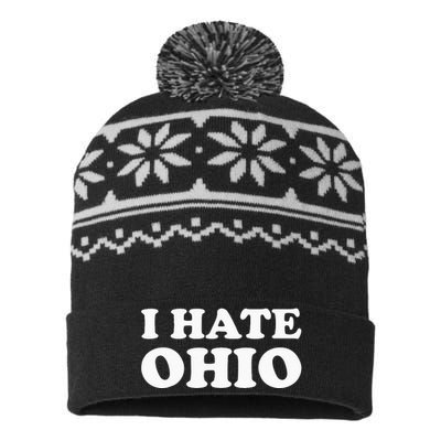 Funny US State Souvenir I Hate Ohio USA-Made Snowflake Beanie