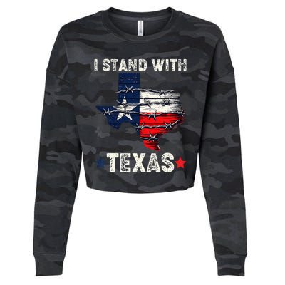 Flag Usa State Of Texas I Stand With Texas Cropped Pullover Crew