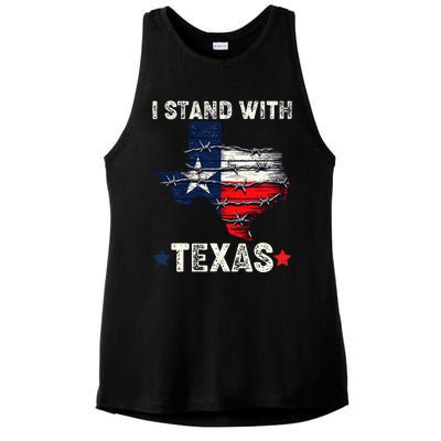 Flag Usa State Of Texas I Stand With Texas Ladies PosiCharge Tri-Blend Wicking Tank