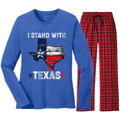 Flag Usa State Of Texas I Stand With Texas Women's Long Sleeve Flannel Pajama Set 