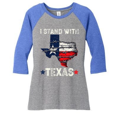 Flag Usa State Of Texas I Stand With Texas Women's Tri-Blend 3/4-Sleeve Raglan Shirt