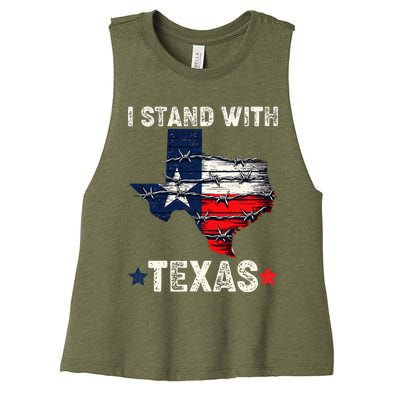 Flag Usa State Of Texas I Stand With Texas Women's Racerback Cropped Tank