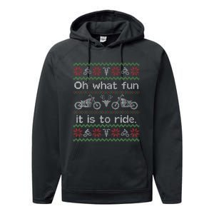 Funny Ugly Sweater Christmas Motorcycle Hog Biker Gift Performance Fleece Hoodie