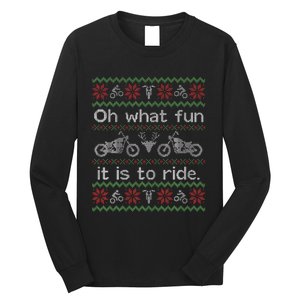 Funny Ugly Sweater Christmas Motorcycle Hog Biker Gift Long Sleeve Shirt