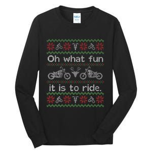 Funny Ugly Sweater Christmas Motorcycle Hog Biker Gift Tall Long Sleeve T-Shirt