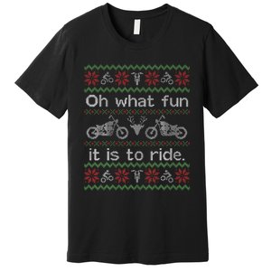 Funny Ugly Sweater Christmas Motorcycle Hog Biker Gift Premium T-Shirt