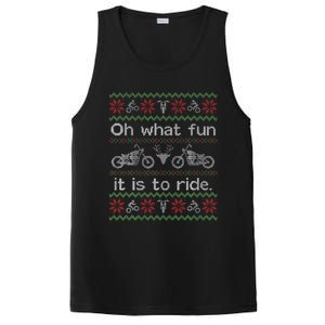 Funny Ugly Sweater Christmas Motorcycle Hog Biker Gift PosiCharge Competitor Tank