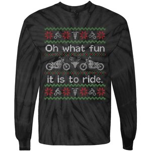 Funny Ugly Sweater Christmas Motorcycle Hog Biker Gift Tie-Dye Long Sleeve Shirt